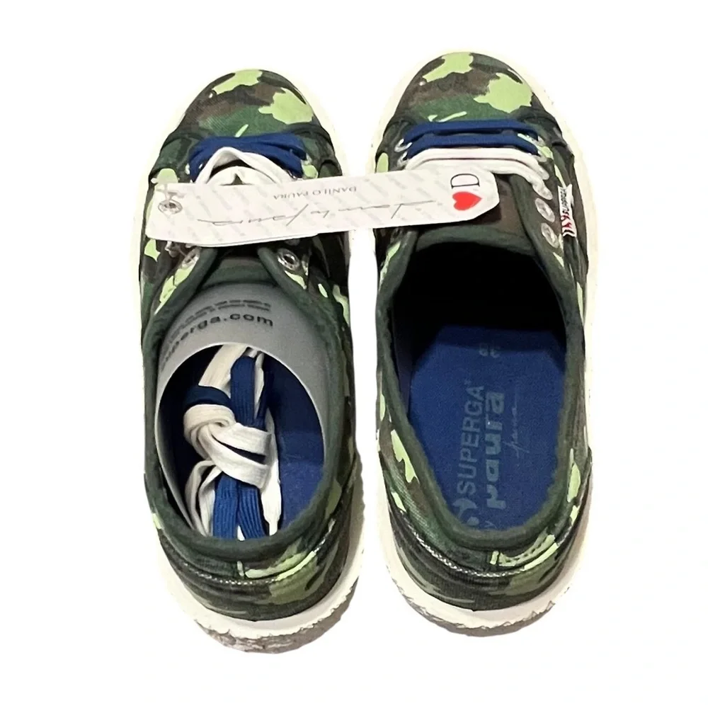 NIB Superga Women's Size 7 1/2 Camo Dark Green‎ Sneaker 2750 Cotcamou Mega Paura